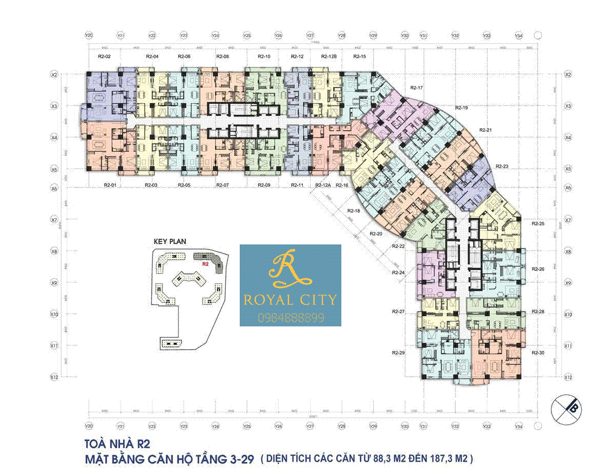 Mặt bằng chung cư Royal city tòa r2