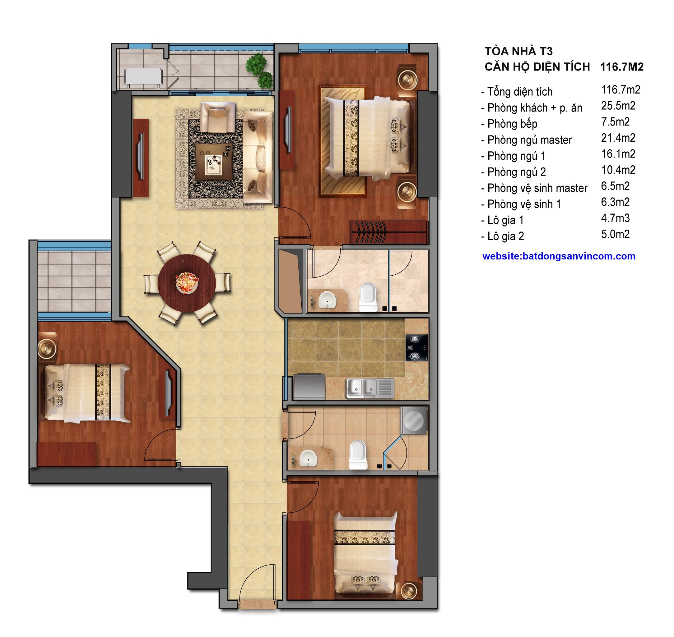 Căn hộ 116,7m2  bán chung cư Times City 