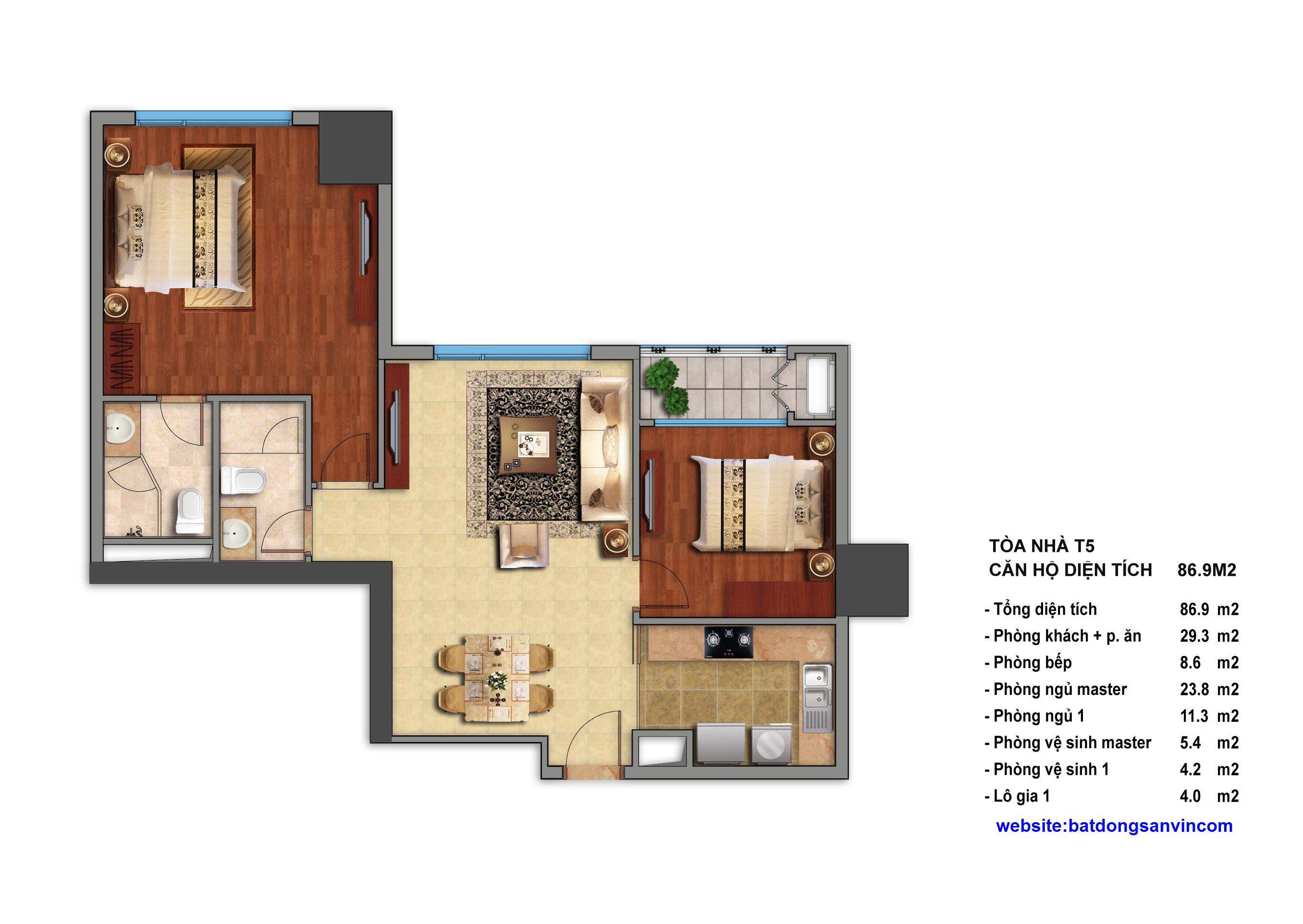 căn hộ chung cu Times City 458 Minh Khai 86.9m2